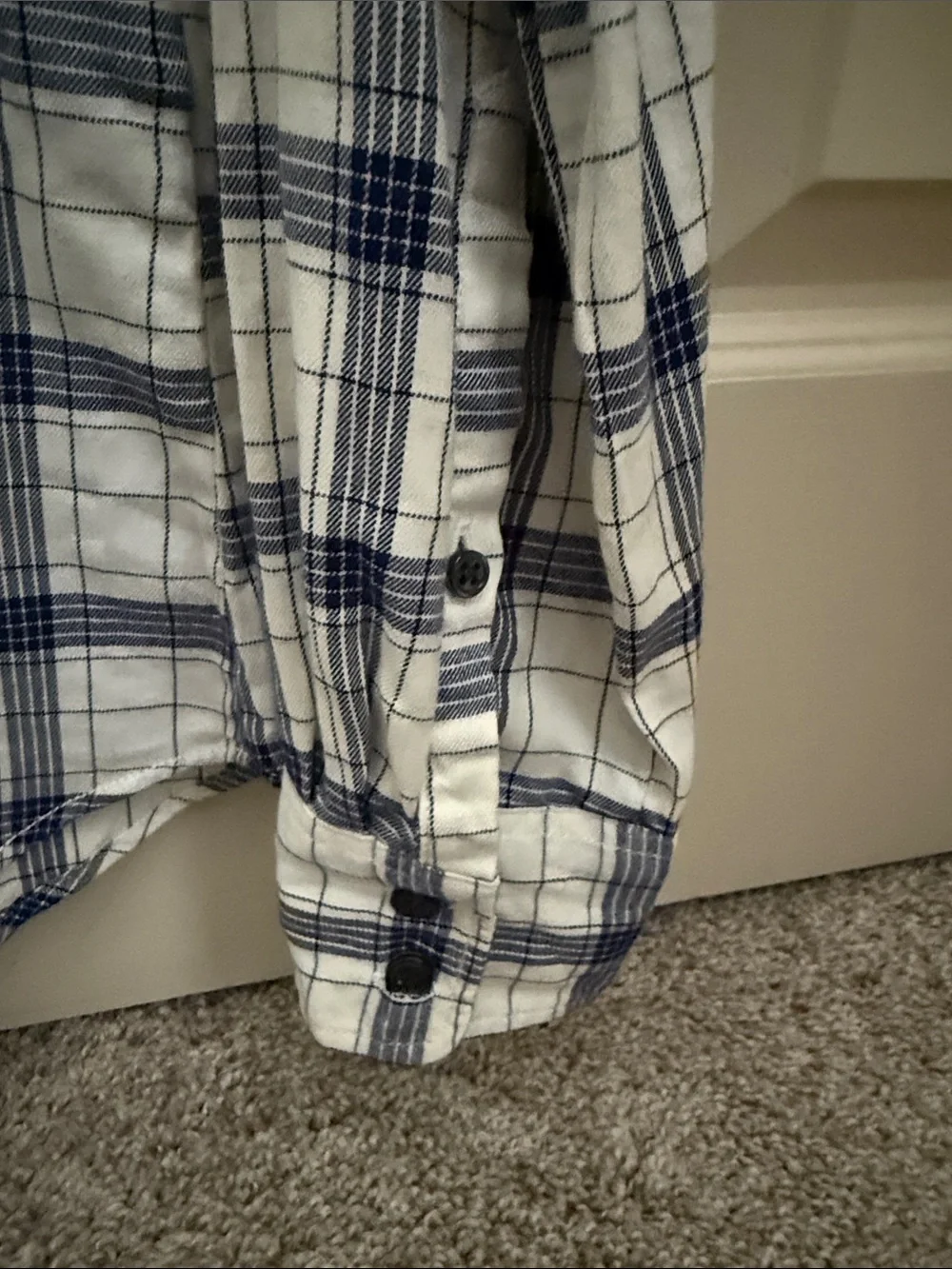 J. Crew White and Navy Plaid Casual Button-Down Shirt